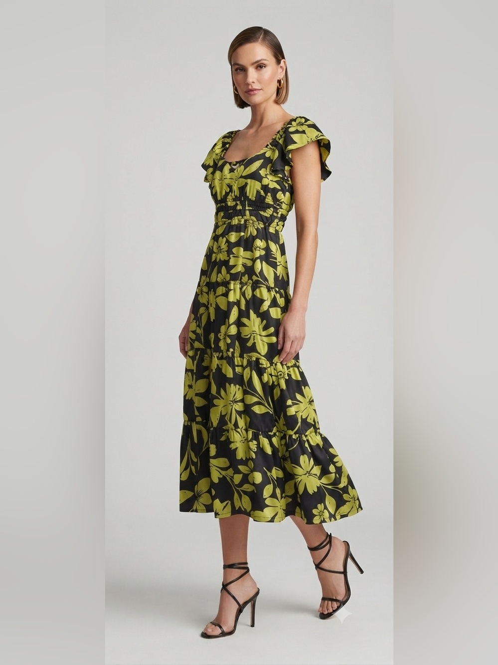 Indulge In Style Square Tiered Floral Print Dress